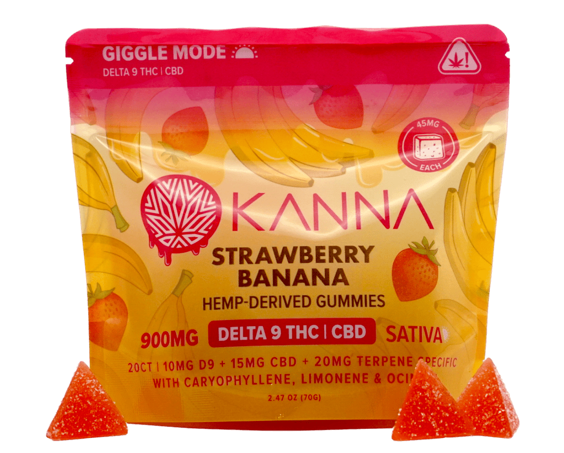Giggle Mode - D9 Strawberry Banana Gummies - 5 Count