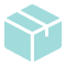 A simple light blue icon of a closed cardboard box with a strip of tape on top, perfect for packaging premium CBD products.