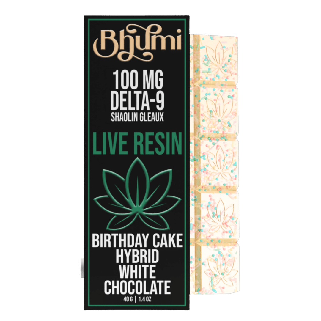 Bhumi Full Size Chocolate Bar - Hybrid Birthday Cake White Chocolate Live Resin
